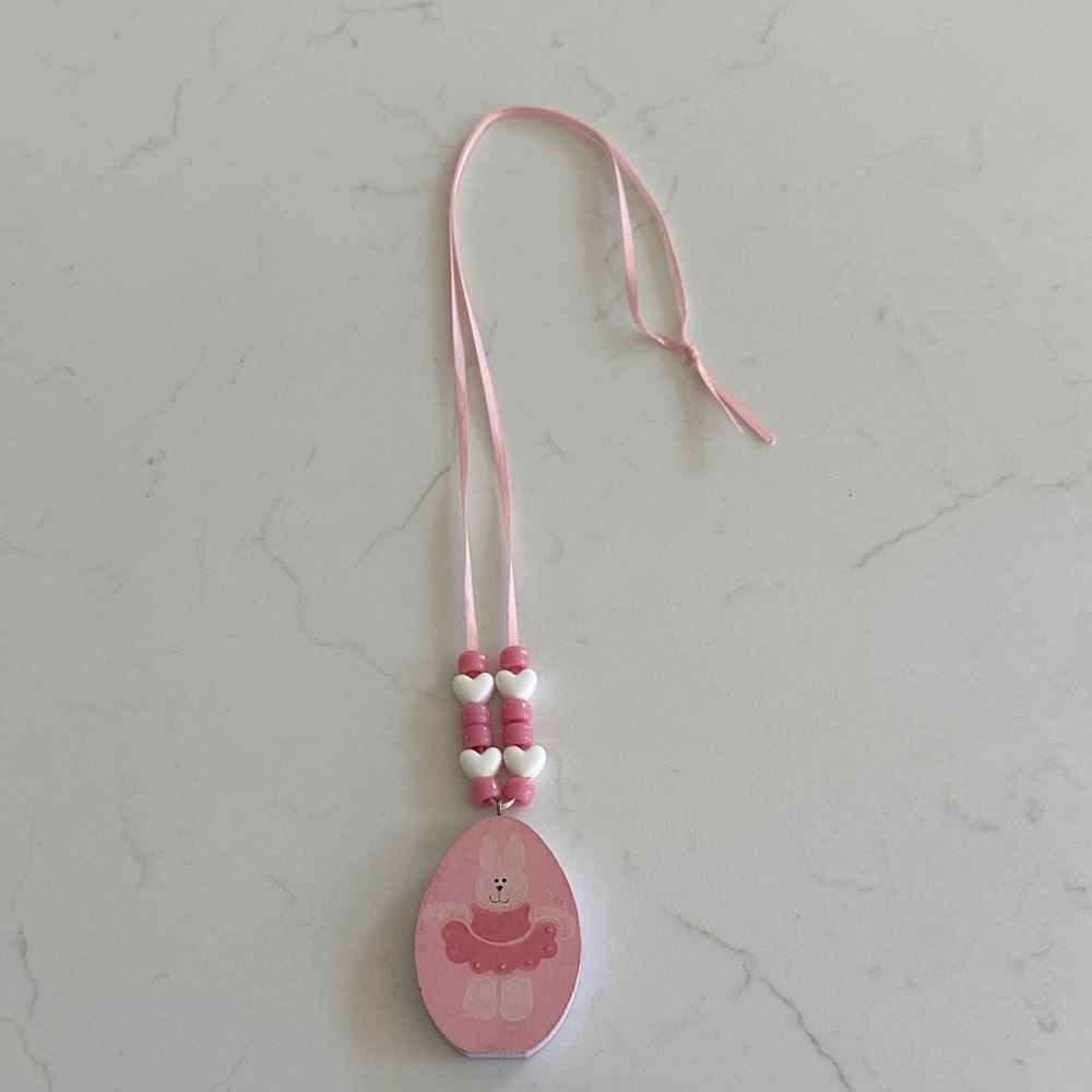 2 for $10🎁Adorable Hand Painted Pink Ballerina Bunny Pendant Necklace